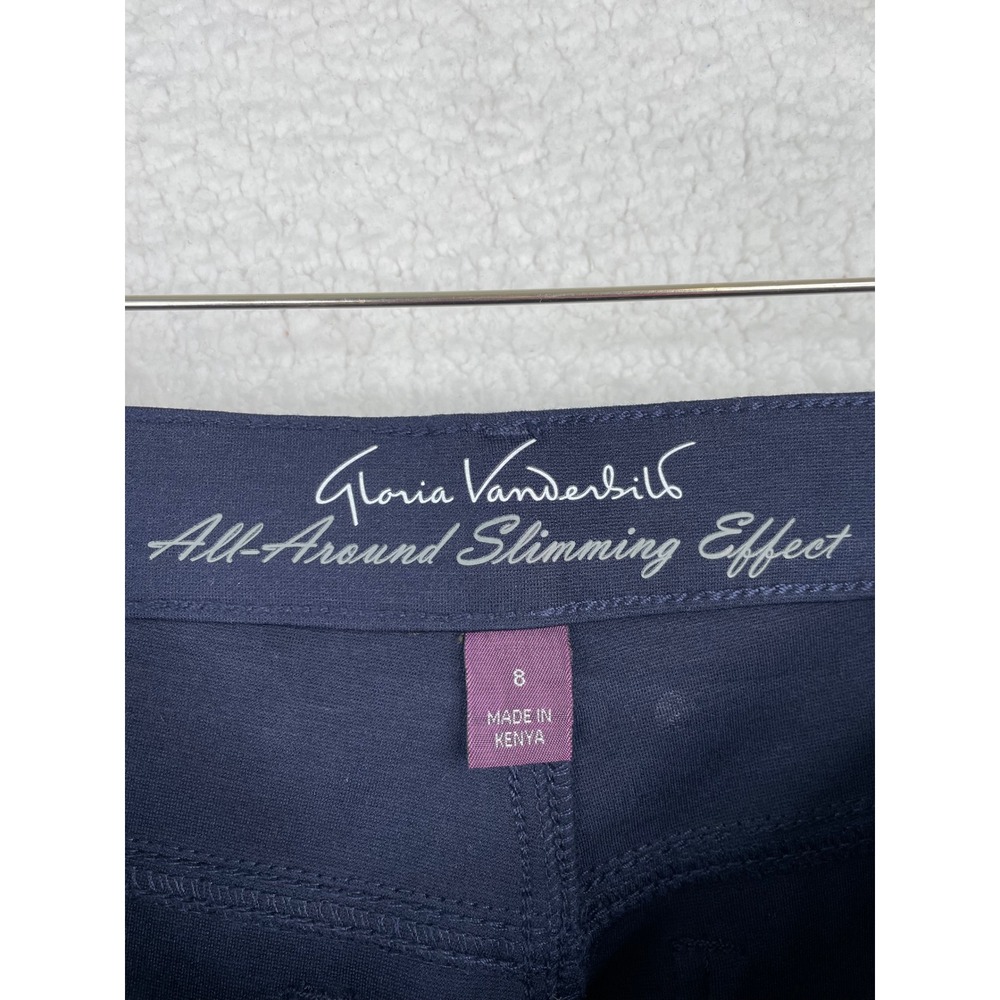 Gloria Vanderbilt Amanda Navy Blue Slimming Straight Leg Pants Womens 8 Studded - Picture 12 of 14